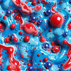 seamless Seamless 3D Inflated Glossy Bubbles and Blobs PBR Texture in Red and Blue texture 8k free download PBR