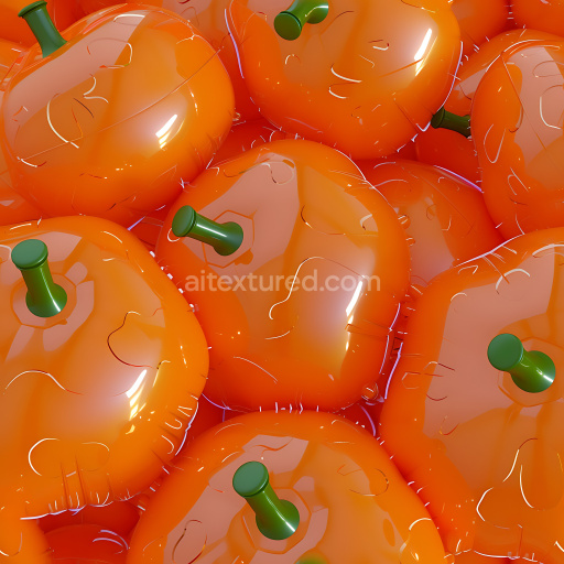 Seamless 3D Inflated Vinyl Bell Pepper Panels PBR Texture in Glossy Orange