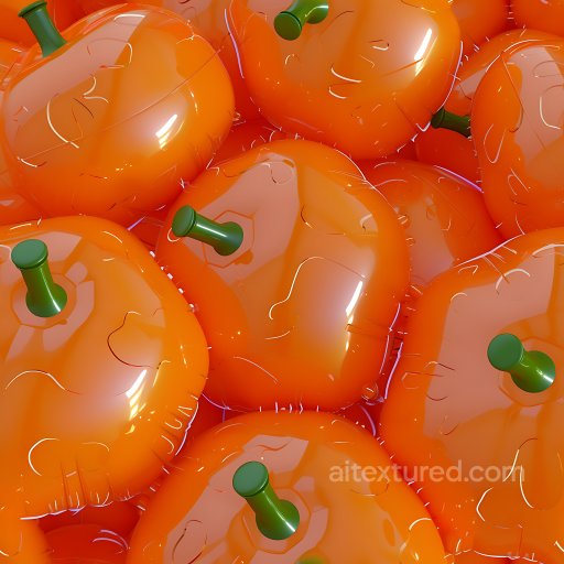 Inflated Vinyl Panels PBR Texture with Glossy Orange Finish and Green Stems seamless Inflated PBR texture