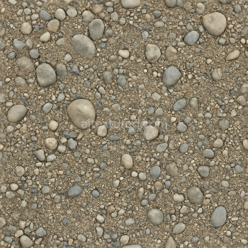 Seamless 3d texture pbr 8k of riverbed ground with small stones and pebbled surface