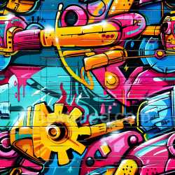seamless Seamless 3D PBR Texture of Vibrant Colorful Graffiti Urban Wall Art texture 8k free download PBR
