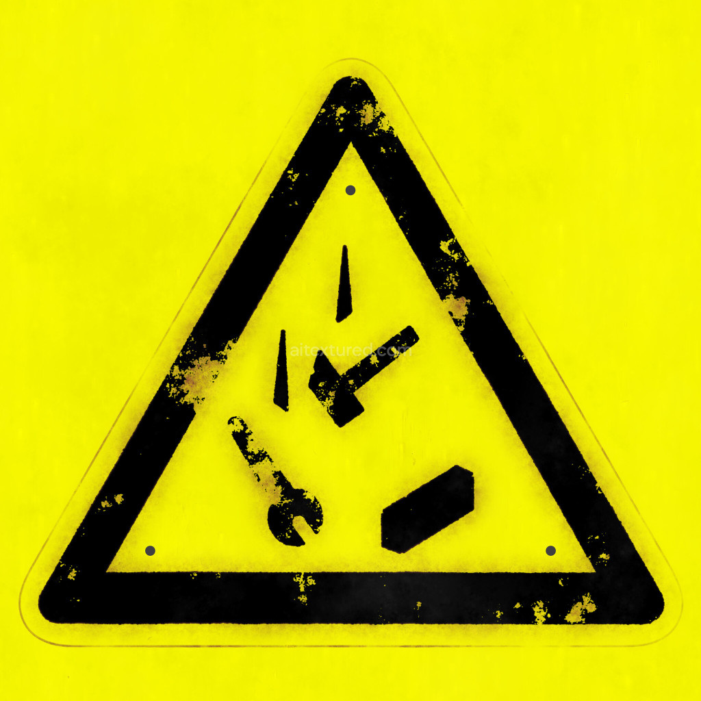 Sign Warning Caution Yellow Triangle Symbol… PBR Texture | AITextured
