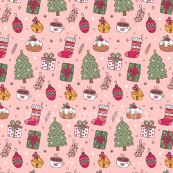 seamless Seamless 3D PBR Texture with Festive Pink Christmas Icons Pattern texture 8k free download PBR