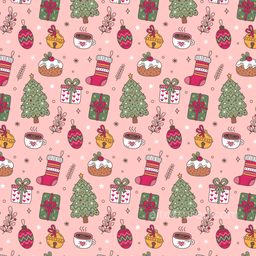 with Festive Pink Christmas Icons Pattern seamless Christmas Pink PBR texture