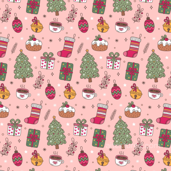 with Festive Pink Christmas Icons Pattern Christmas Pink texture preview