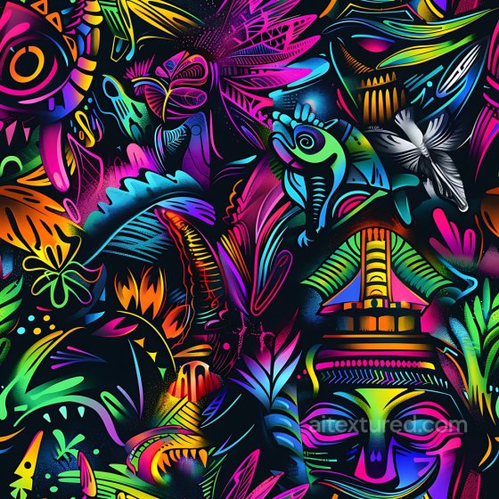 Featuring Vibrant Neon Tribal Graffiti Art Graffiti texture preview