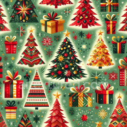 seamless Seamless 3D PBR Texture of Colorful Stylized Christmas Trees and Gift Boxes texture 8k free download PBR