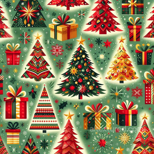 All Christmas Digital paper Texture of Colorful Stylized Christmas Trees and Gift Boxes seamless All Christmas Digital paper PBR texture