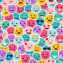 seamless Seamless 3D PBR Texture of Colorful Happy Face Emoji Pattern texture 8k free download PBR