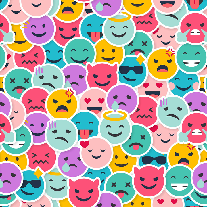 Happy Face Pattern of Colorful Happy Face Emoji Pattern seamless PBR texture preview