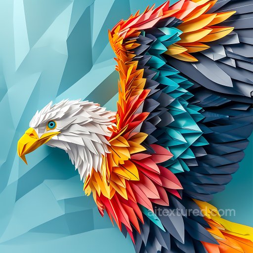 Animal - Seamless 3D PBR Texture of Origami-Style Bald Eagle Feathers with Vivid Multicolor Layers texture preview