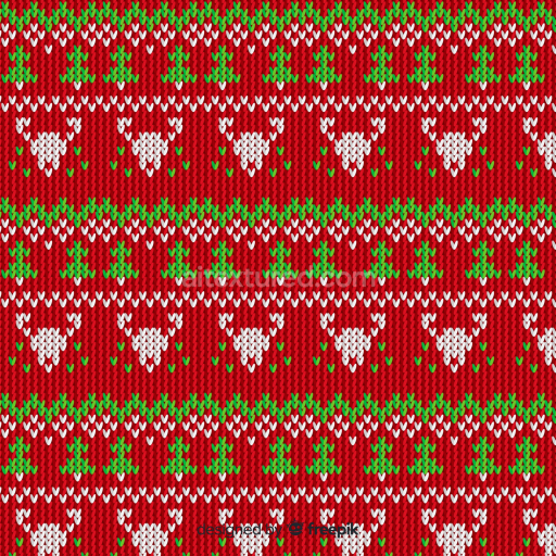 Seamless 3D PBR Christmas Knit Texture with Holiday Reindeer and Tree Motifs
