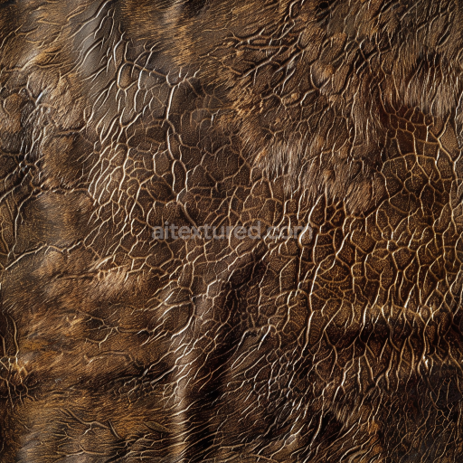 Seamless 3D PBR Texture of Cracked Vintage Brown Leather with Rich Grain Detail