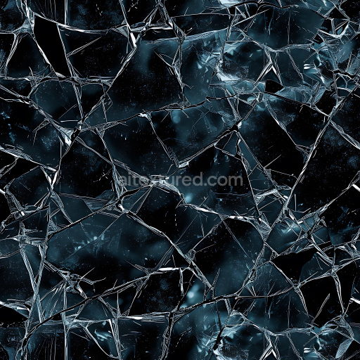 Seamless 3D Cracked & Holes PBR Texture of Dark Broken Shattered Glass