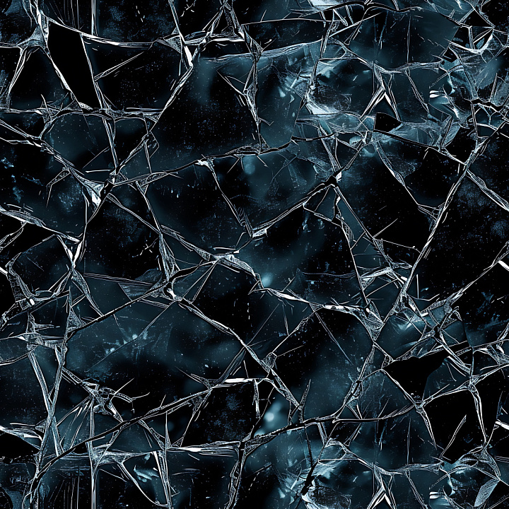 Cracked & Holes of Dark Broken Shattered Glass seamless PBR texture preview