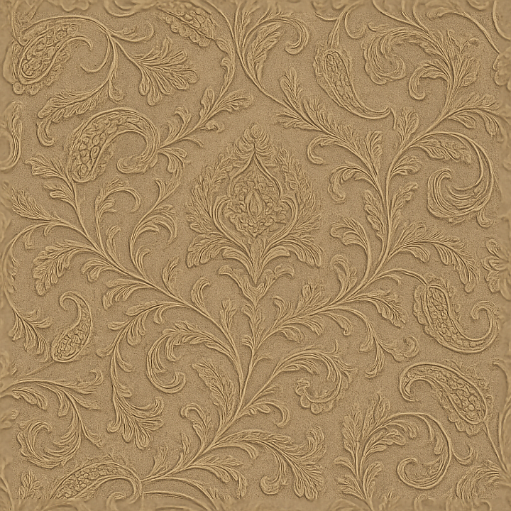 Oriental Arabesque Tile Wallpaper With Embossed Textile Weave And Matte… seamless PBR texture preview