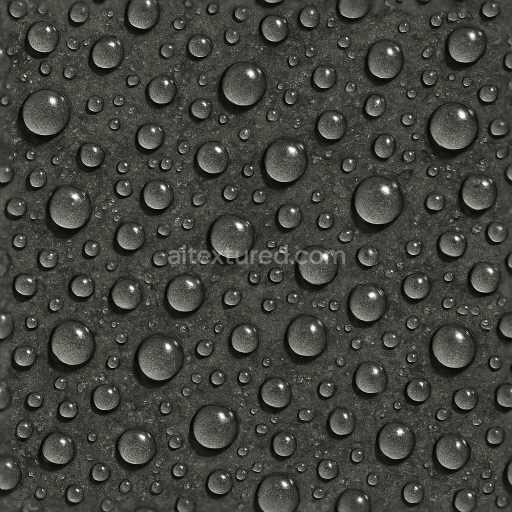 Seamless 3d texture pbr 8k clustered water droplets on wet stone