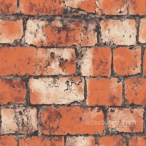 Cracked Brick Wall PBR Texture with Worn Red and White Bricks seamless Brick PBR texture