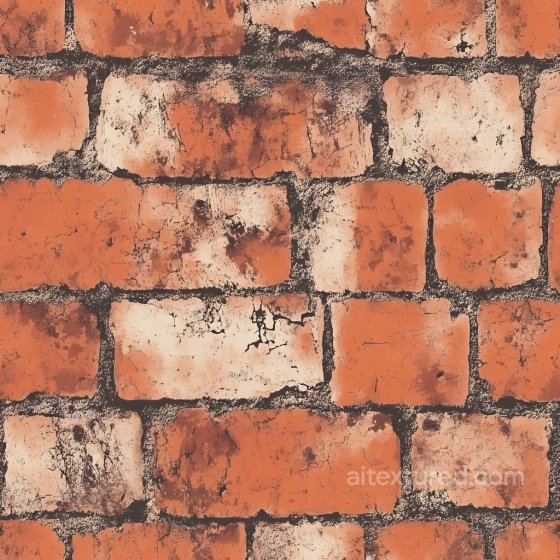 Cracked Brick Wall PBR Texture with Worn Red and White Bricks Brick texture preview