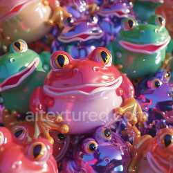 seamless Seamless 3D Inflated Vinyl PBR Texture with Glossy Colorful Frogs Pattern texture 8k free download PBR