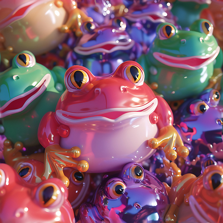 Inflated Featuring Colorful Glossy Vinyl Frog Shapes seamless PBR texture preview