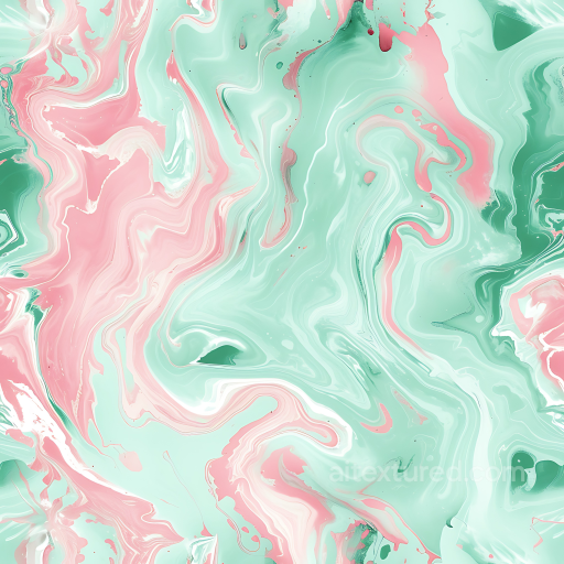 Pastel Pink and Mint Marble PBR Texture with Soft Swirl Veins seamless Marble PBR texture