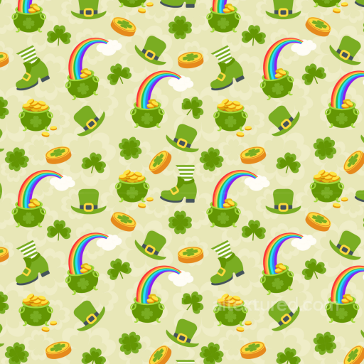 St Patrick’s Day Cartoon Pattern Texture with Rainbows and Leprechaun Elements seamless St patrick PBR texture