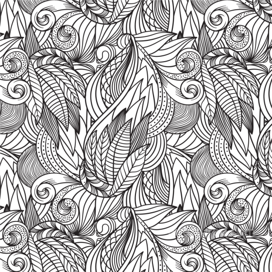 with Black and White Abstract Floral Line Art Pattern White & Black texture preview