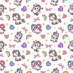 Pattern Bundle - Seamless 3D Pattern PBR Texture Featuring Cute Unicorn Characters with Colorful Motifs texture preview