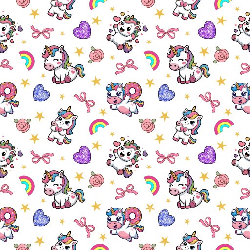 Pattern PBR Texture Featuring Cute Unicorn Characters with Colorful Motifs seamless Pattern Bundle PBR texture