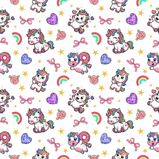 Pattern PBR Texture Featuring Cute Unicorn Characters with Colorful Motifs Pattern Bundle texture preview