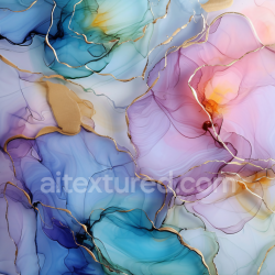 seamless Seamless 3D Alcohol Ink PBR Texture Featuring Multicolor Fluid Swirls with Gold Vein Accents texture 8k free download PBR
