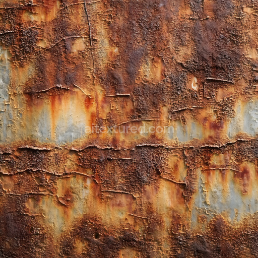 Seamless 3D Rusty Metal PBR Texture Featuring Cracked, Corroded Surface Layers