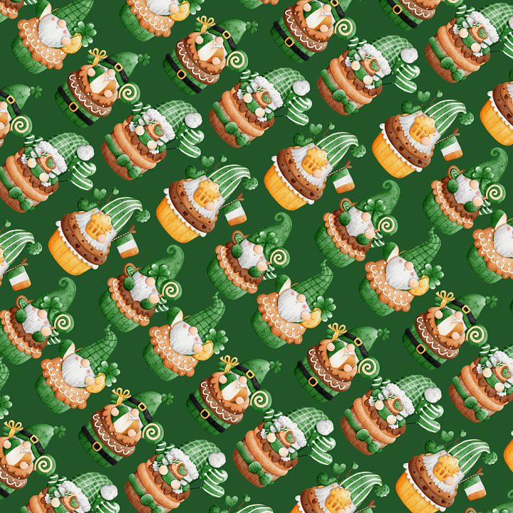 St Patrick Digital Paper Bundle of St Patrick Gnome and Cupcake Pattern… seamless PBR texture preview