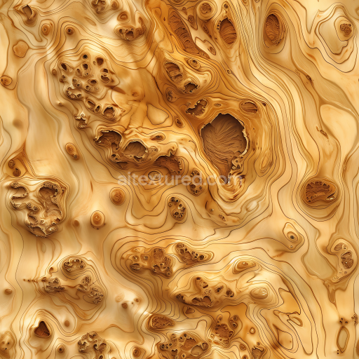 Seamless 3D Knotted Pine Wood PBR Texture with Detailed Natural Grain and Light Warm Tones