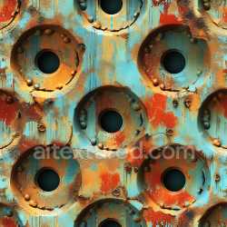 seamless Seamless 3D PBR Texture of Rusted Metal with Cracked Paint and Circular Holes texture 8k free download PBR