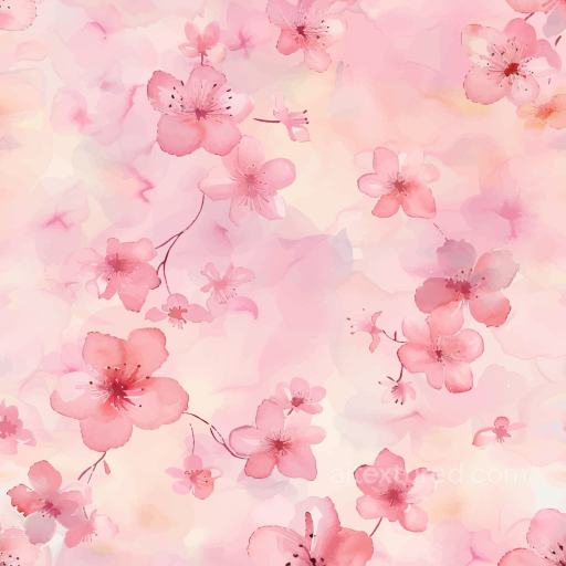 Watercolor Cherry Blossom Floral Texture with Soft Pink Tones seamless Watercolor Cherry PBR texture