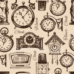 seamless Seamless 3D PBR Texture with Hand-Drawn Vintage Clock Illustrations texture 8k free download PBR