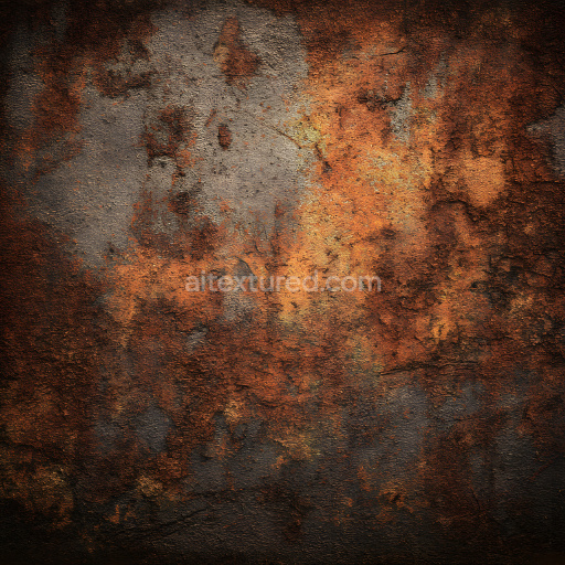 Seamless 3D Rusty Metal PBR Texture Featuring Cracked, Corroded Surface with Rust Patterns