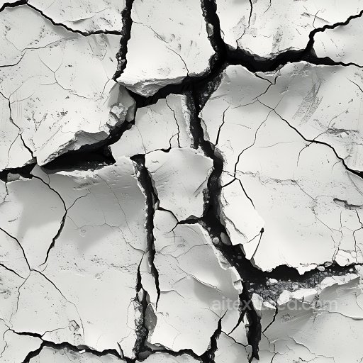 Cracked Plaster Texture with Jagged Deep Fractures and White Surface seamless Cracked & Holes PBR texture
