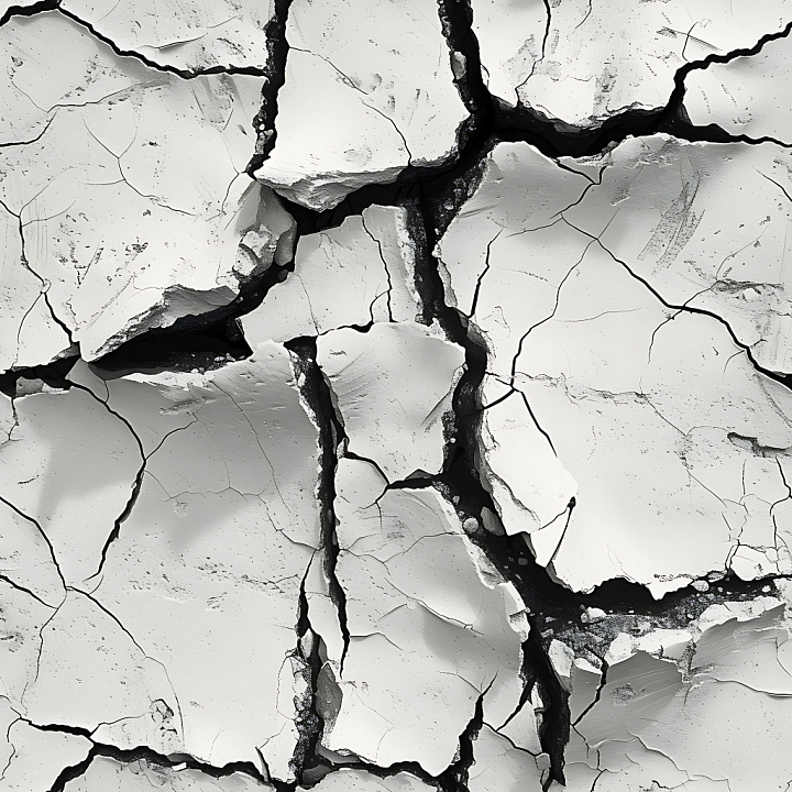 Cracked Plaster with Jagged Deep Fractures and White Surface seamless PBR texture preview