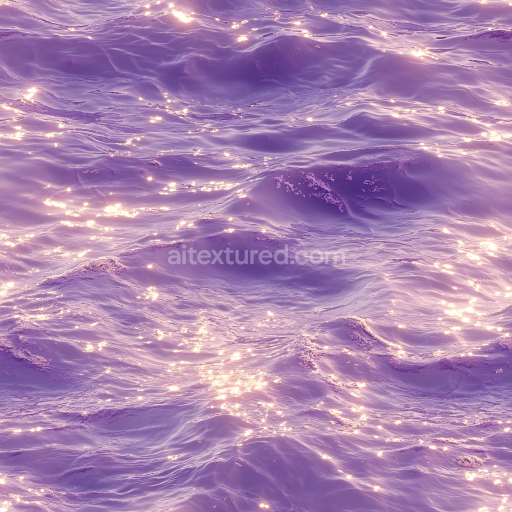Seamless 3D Water PBR Texture with Stylized Purple Ocean Waves and Sparkling Highlights