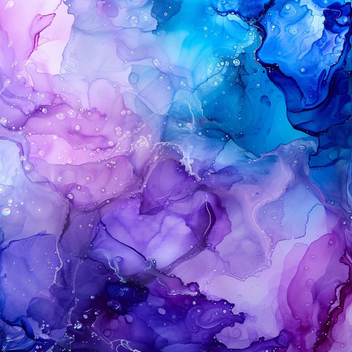 Alcohol Ink Featuring Violet and Blue Fluid Swirls seamless PBR texture preview