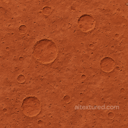 Dusty Red Dwarf Surface With Iron Oxide And Cratered Rugged Terrain seamless Star, space, planets PBR texture