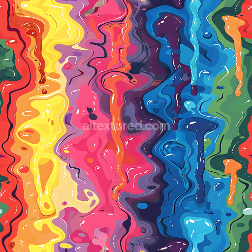 Seamless 3D Stylized Rainbow Liquid Camouflage PBR Texture with Fluid Color Waves