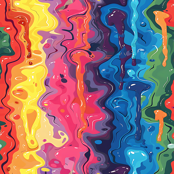 Stylized Rainbow Liquid Camouflage with Fluid Color Waves seamless PBR texture preview