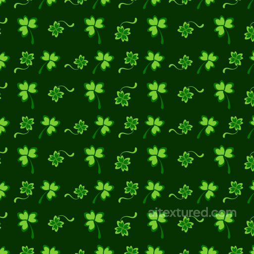 Shamrock Pattern Fabric Texture with Green Clovers seamless St patrick PBR texture