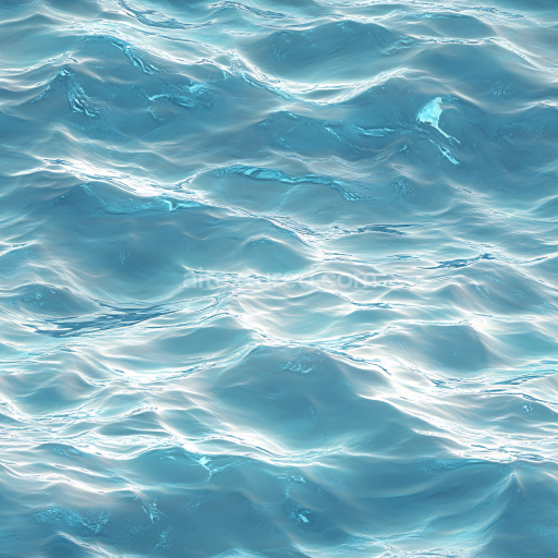 Seamless 3D PBR Texture of Realistic Ocean Surface Water with Gentle Waves and Reflective Highlights