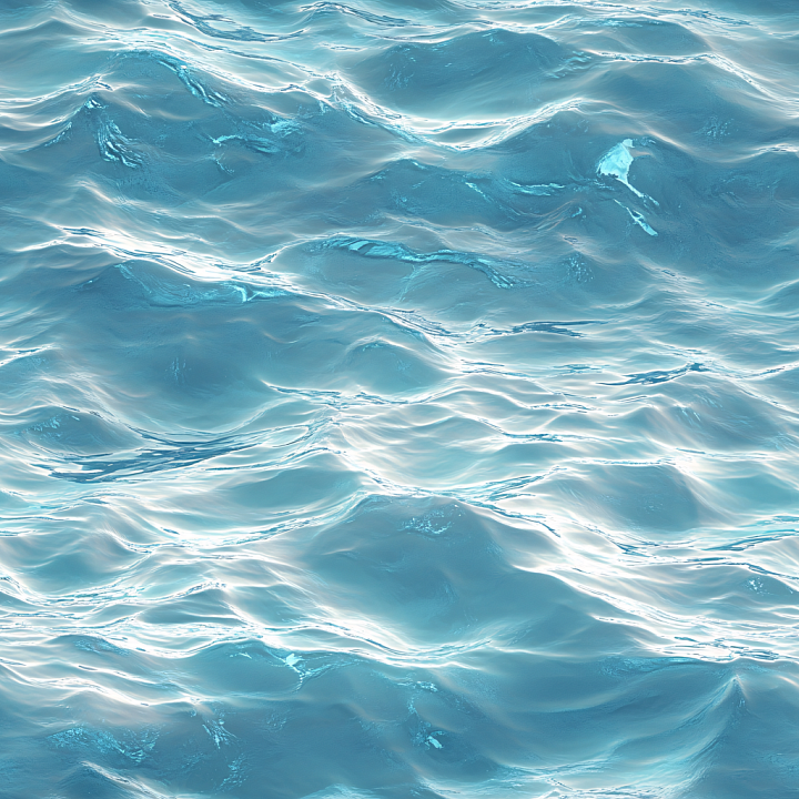 Realistic Ocean Surface Water with Gentle Waves and Reflective Highligh… seamless PBR texture preview