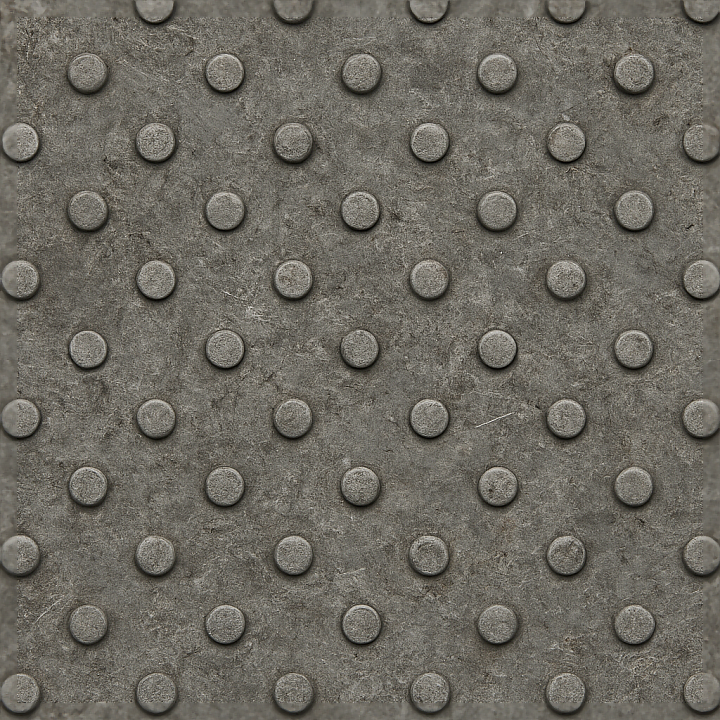 Tactile Plate With Raised Bumps On Weathered Metal Surface seamless PBR texture preview
